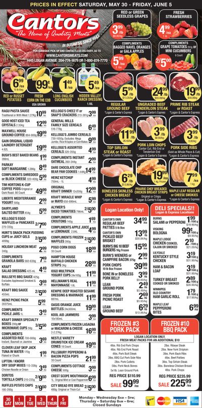 Cantor's Meats Flyer May 30 to June 5