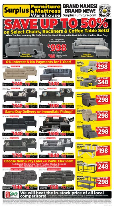 Surplus Furniture & Mattress Warehouse (St. John's, Corner Brook, Grand Falls Windsor) Flyer June 1 to 14