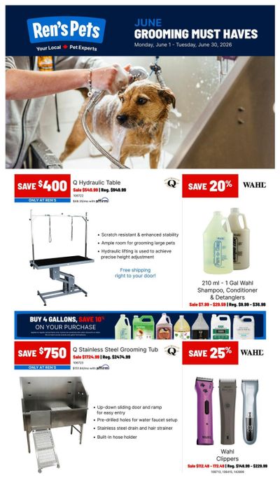 Ren's Pets Grooming Must Haves Flyer June 1 to 30