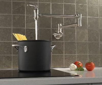Delta Traditional Wall Mount Pot Filler Faucet in Stainless Steel For $502.00 At Lowe's Canada