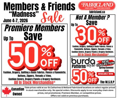 Fabricland (St. Catharines, Welland) Flyer June 4 to 7