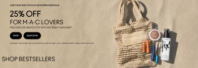 MAC Cosmetics Canada: 25% Off for MAC Lovers + 30% off Select Products + Free Crochet Tote When You Spend $100