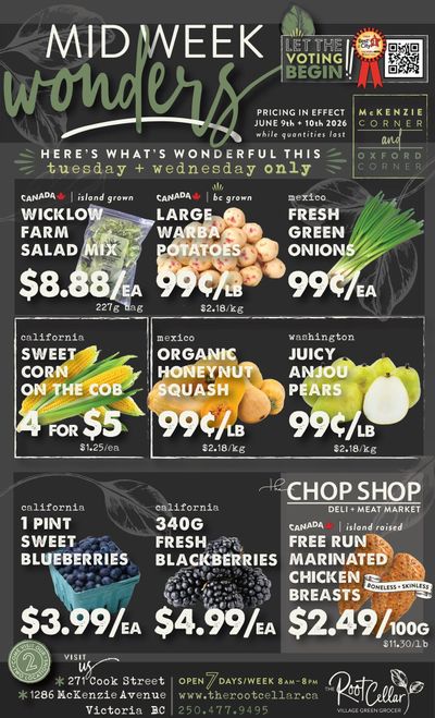 The Root Cellar Mid-Week Flyer June 9 and 10