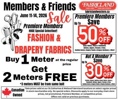 Fabricland (St. Catharines, Welland) Flyer June 11 to 14