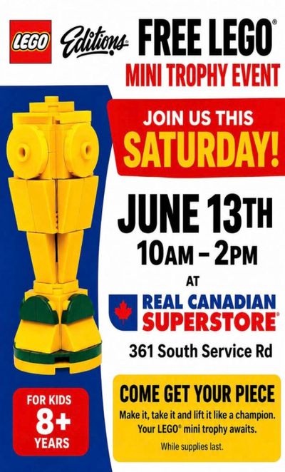 Real Canadian Superstore: Free LEGO Trophy Make & Take June 13th Only