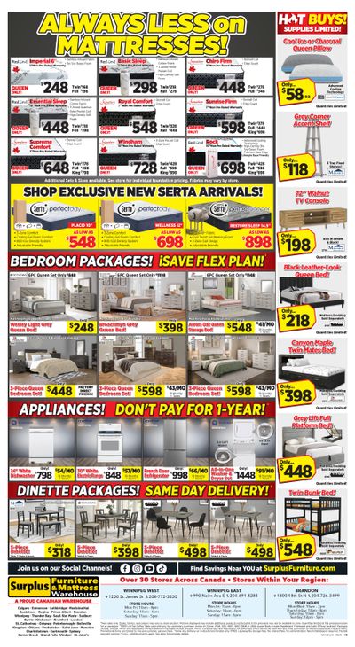 Surplus Furniture & Mattress Warehouse (Winnipeg, Brandon) Flyer June 14 to 28
