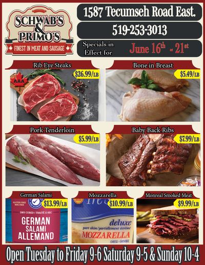 Schwab's & Primo's Flyer June 16 to 21