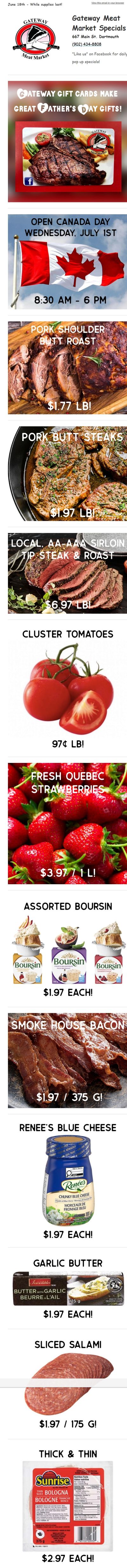 Gateway Meat Market Flyer June 18 to 24