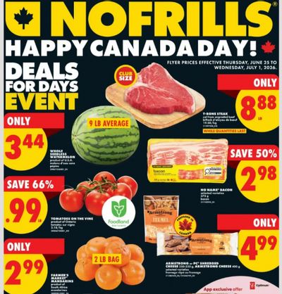 No Frills Canada Day Deals June 25th – July 1st: T-Bone Steak $8.88/lb + More