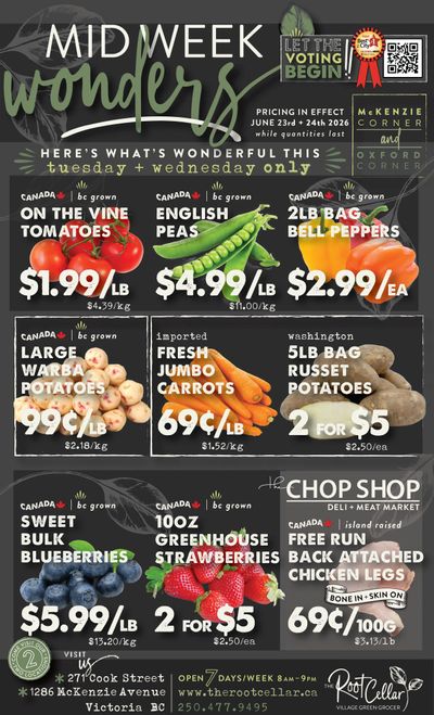 The Root Cellar Mid-Week Flyer June 23 and 24