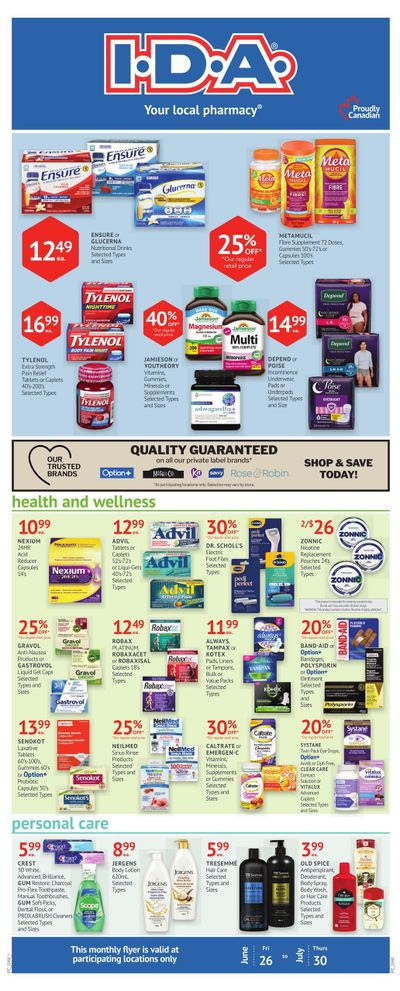 I.D.A. Pharmacy Monthly Flyer June 26 to July 30