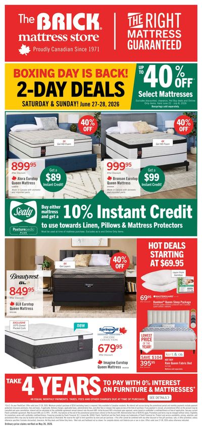 The Brick Mattress Store Flyer June 22 to July 8