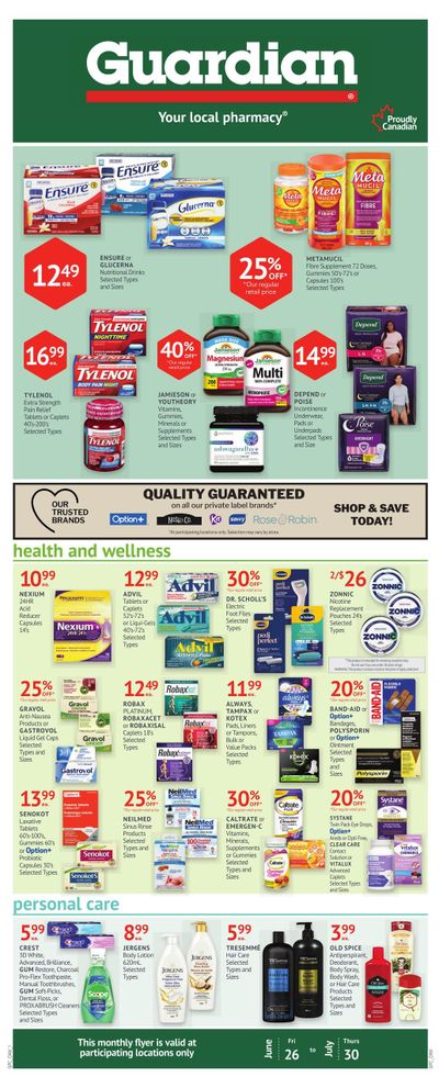 Guardian Pharmacy Monthly Flyer June 26 to July 30