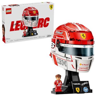 LEGO Editions Scuderia Ferrari HP Charles Leclerc Helmet - Building Set Collectible F1 Display - Bedroom or Home Office Decor
