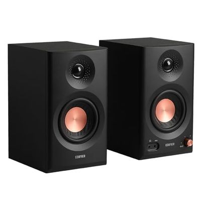 Edifier MR3 Powered Studio Monitor Speakers, Hi-Res Audio Certified Bluetooth V5.4 Active Bookshelf Speaker, 2.0 Computer with Headphone Output RCA AUX Balanced TRS Input