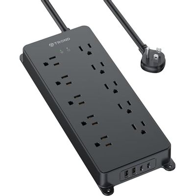[Prime Day] TROND Surge Protector Power Bar with 2 USB C, 4000 Joules, ETL Listed, 10 Widely Spaced Outlets,/was
