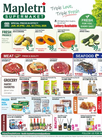Mapletri Supermarket Flyer June 26 to July 2