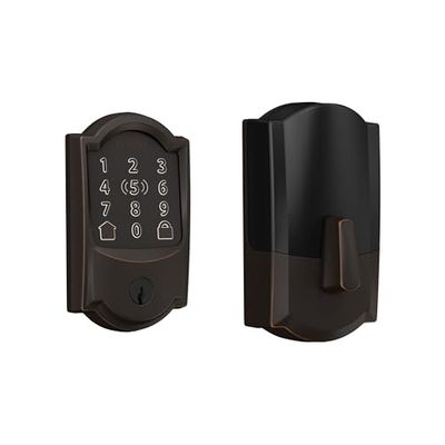 Schlage Encode Plus Smart Wi-Fi Lock for Front Door, Keyless Entry Deadbolt, Unlock with Apple Watch, Built-in WiFi and App Control, Easy Install, Alexa & Apple HomeKit Compatible, Aged Bronze