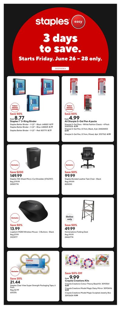 Staples Flyer June 26 to July 2