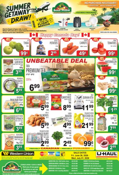 Sabzi Mandi Supermarket (Lower Mainland) Flyer June 26 to July 1
