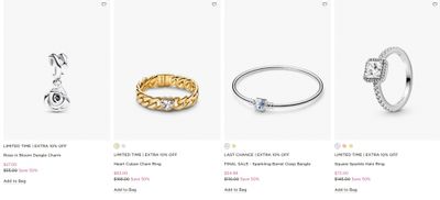 Pandora Canada Summer Sale: Save up to 50% Off Select Jewellery Styles + Disney Charms + Extra 10% Off Using Promo Code + FREE Shipping