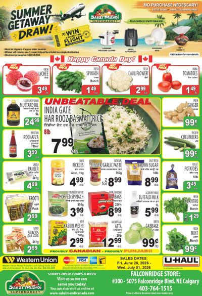 Sabzi Mandi Supermarket (Calgary) Flyer June 26 to July 1
