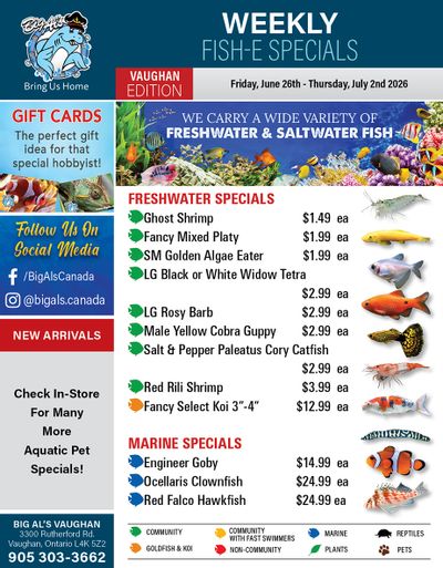 Big Al's (Vaughan) Weekly Specials June 26 to July 2