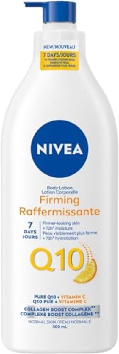 NIVEA Q10 Firming Body Lotion for Women with Q10 and Vitamin C, 72-Hour Body Moisturizer for Normal Skin Types, Quick-Absorbing, 500 mL Bottle