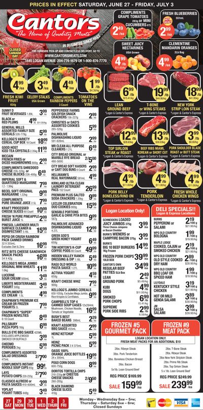 Cantor's Meats Flyer June 27 to July 3