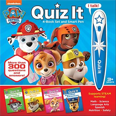 Nickelodeon: PAW Patrol Chase, Skye, Marshall and More! – Quiz it Pen 4-Book Set and Talking Smart Pen – Interactive Educational Book Set with Toy Sound Pen – PI Kids