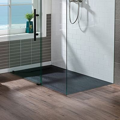Woodbridge 60-in L x 32-in W Zero Threshold End Drain Shower Base with Reversable Drain Placement, Matching Decorative Drain Plate and Tile Flange, Wheel Chair Access, Low Profile, Black