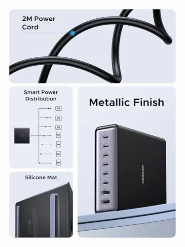 Amazon.ca: Ugreen 200W 8-port GaN USB Charger - $61.55