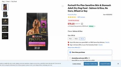 PetSmart: purina pro plan sensitive skin and stomach salmon and rice