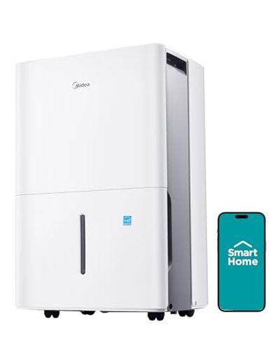 Midea 3,000 Sq. Ft. Energy Star Certified Dehumidifier for Basement With Reusable Air Filter WiFi Enabled 35 Pint 2025 DOE - Ideal For Basements, Large & Medium Sized Rooms, Bathrooms