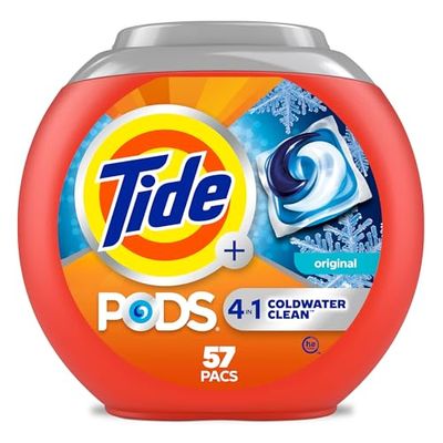 Tide PODS Coldwater Laundry Detergent soap, Original Scent, 4-in-1 Detergent, Laundry PODS Formulated for Cold Water, 57 Count