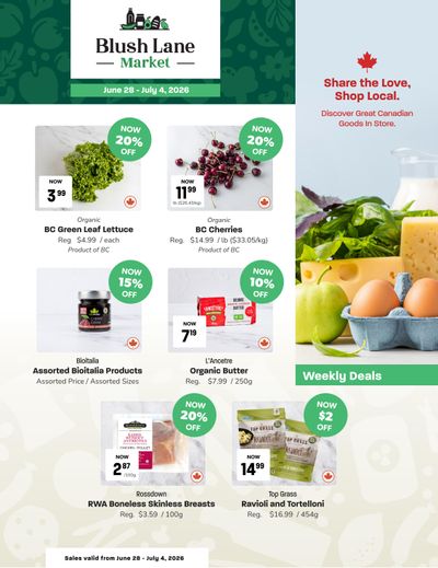 Blush Lane Organic Market Flyer June 28 to July 4