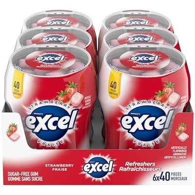 EXCEL Refreshers, Strawberry Flavoured Sugar Free Chewing Gum, 40 Pieces, 6 Bottles $25.75 (lowest)