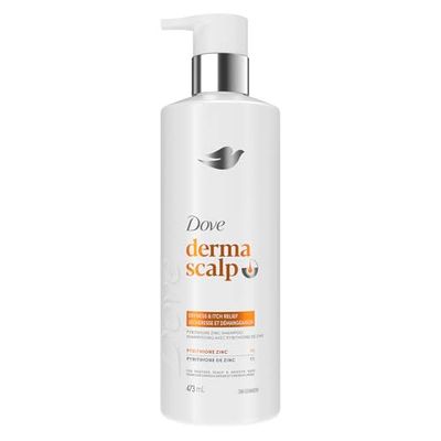 Dove Derma Scalp Shampoo for 100% Flake-Free* & Smooth Hair, Dryness & Itch Relief with Niacinamide & Glycerin, 473 ML