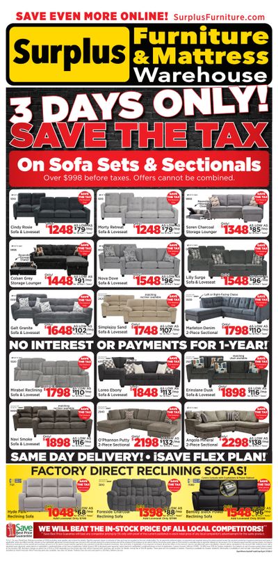 Surplus Furniture & Mattress Warehouse (Dartmouth, Charlottetown, Moncton, Saint John, Fredericton) Flyer June 29 to July 5