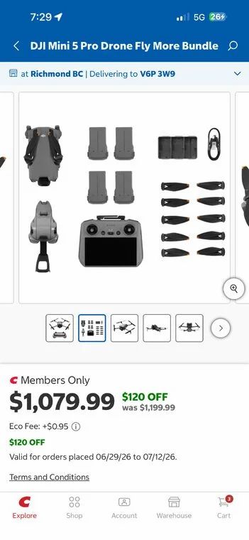 Costco: DJI Mini 5 Pro Drone Fly More Bundle $1080 with 4 batteries