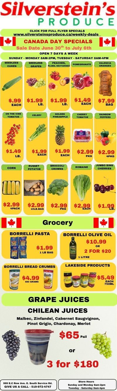 Silverstein's Produce Flyer June 30 to July 6