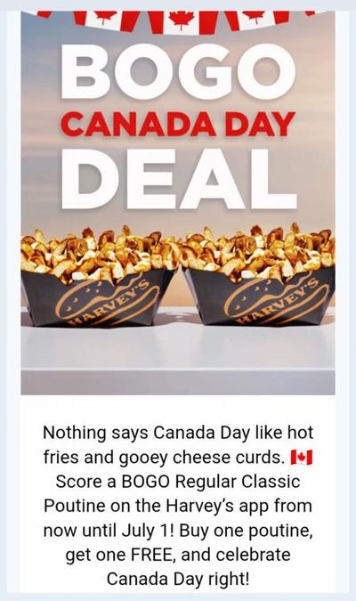Harvey's BOGO poutine ends Canada Day