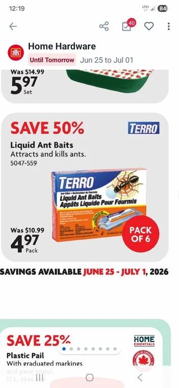 Home Hardware: TERRO Liquid Ant Baits - $ 4.97