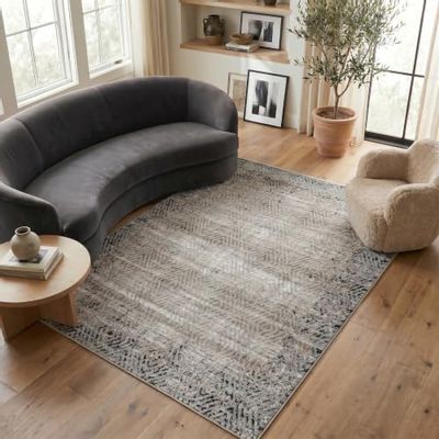 Rug Branch Ihsan 8' x 11' (7'10" x 10'10") Brown/Black Geometric Indoor Area Rug, Traditional, Medium Pile, Stain-Resistant Carpet - Living Room, Bedroom, Dining Room, and Kitchen