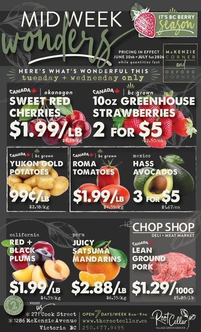 The Root Cellar Mid-Week Flyer June 30 and July 1