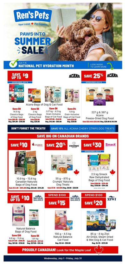 Ren's Pets Monthly Flyer July 1 to 31