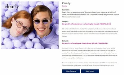 Clearly - Up to 35% off contact lenses + no handling fee/up to 70% off complete pair Clearly glasses