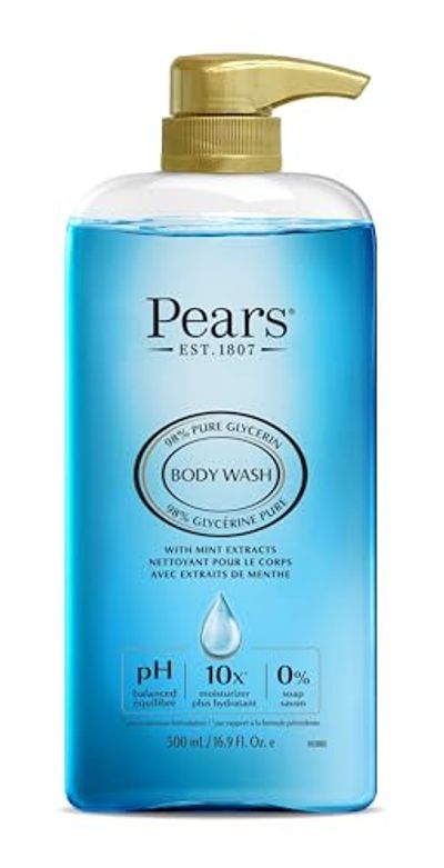 Pears Body Wash, Mint Extracts – Pure & Gentle 100% Soap-Free Glycerin Cleanser for Glowing Skin, 500ml