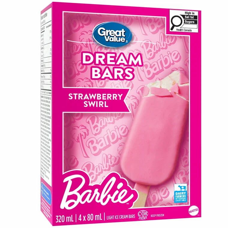 Walmart: Great Value Barbie Strawberry Swirl Light Ice Cream Bars, 4 x 80 mL $1.00 (reg. $4.97)