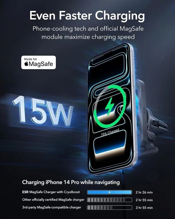 Amazon.ca: ESR for 15W Apple-Certified MagSafe Car Mount Charger for iPhone